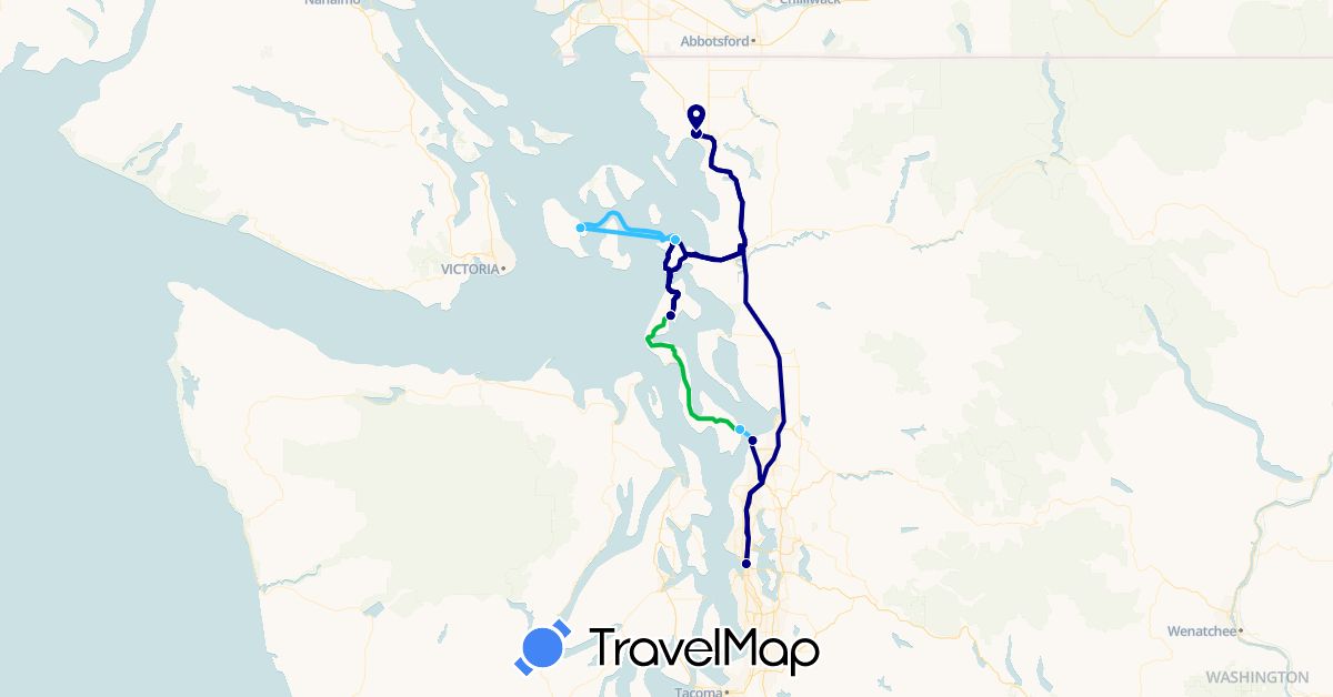 TravelMap itinerary: driving, bus, boat in United States (North America)